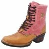 Guadalajara Western Wear White Diamond Honey/Pink Lace Up Square Toe Women Boot