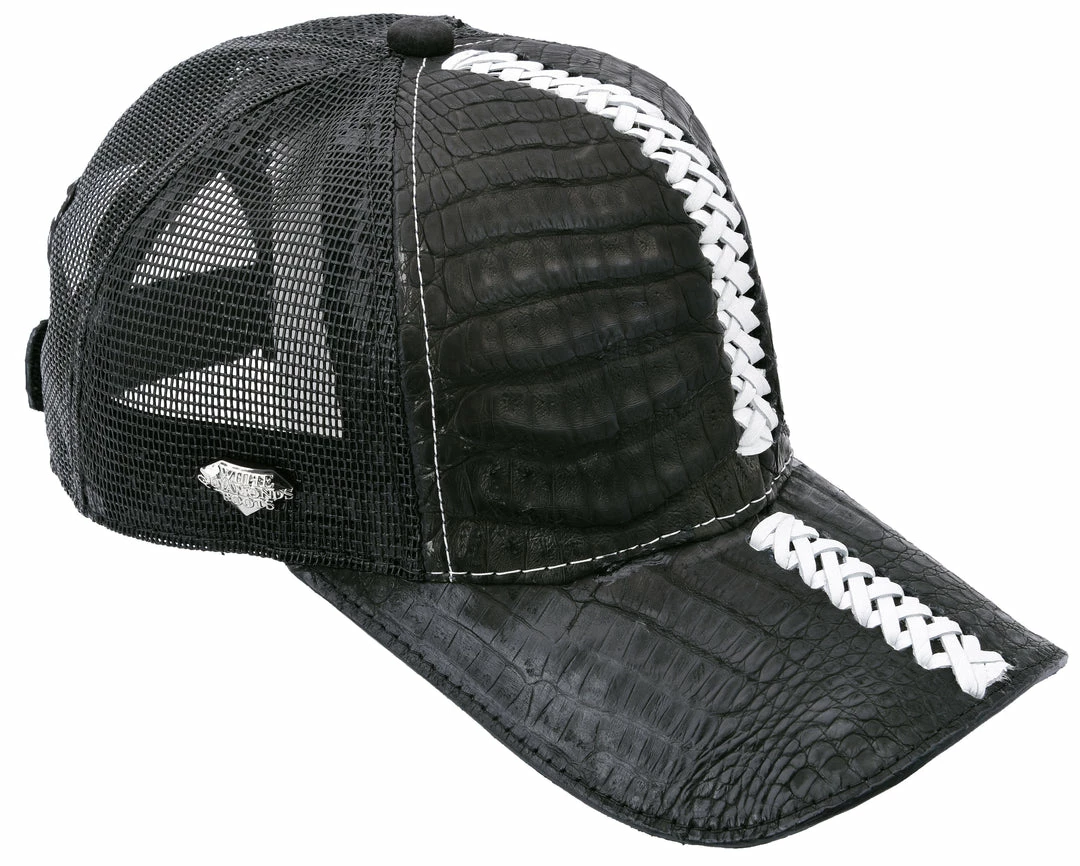Guadalajara Western Wear White Diamond Caiman Tejida Exotic Cap - Negro Accessories 3 Guadalajara Western Wear White Diamond Caiman Tejida Exotic Cap - Negro Accessories