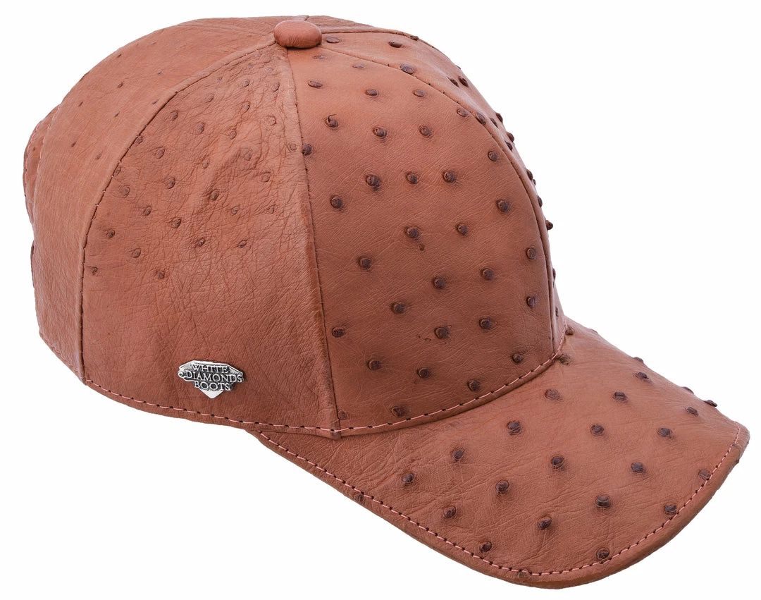 Guadalajara Western Wear White Diamond Avestruz Exotic Cap - Cognac 3 Guadalajara Western Wear White Diamond Avestruz Exotic Cap - Cognac