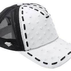 Guadalajara Western Wear White Diamond Avestruz Tejida Exotic Cap - Blanco Accessories