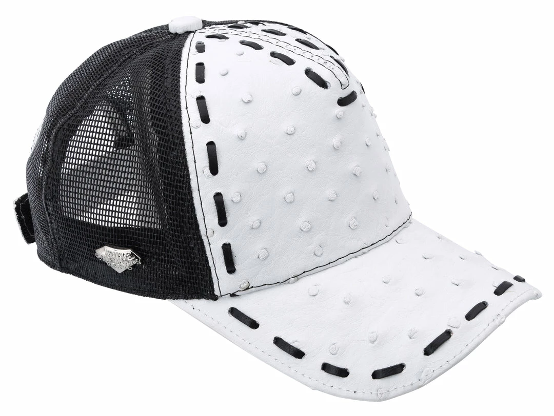Guadalajara Western Wear White Diamond Avestruz Tejida Exotic Cap - Blanco Accessories 3 Guadalajara Western Wear White Diamond Avestruz Tejida Exotic Cap - Blanco Accessories