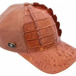Guadalajara Western Wear White Diamond Caiman Tail Exotic Cap - Cognac