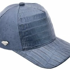 Guadalajara Western Wear White Diamond Avestruz / Caiman Exotic Cap - Azul