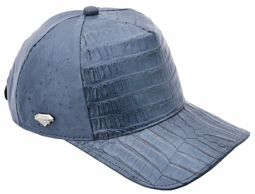 Guadalajara Western Wear White Diamond Avestruz / Caiman Exotic Cap - Azul 3 Guadalajara Western Wear White Diamond Avestruz / Caiman Exotic Cap - Azul