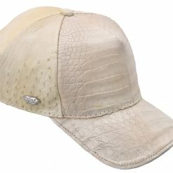 Guadalajara Western Wear Accessories White Diamond Avestruz Exotic Cap - Hueso