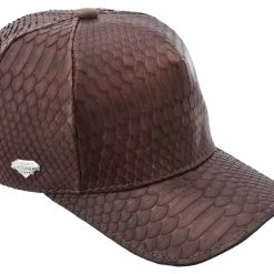 Guadalajara Western Wear White Diamond Pyhton Completa Exotic Cap - Cafe