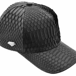 Guadalajara Western Wear White Diamond Pyhton Completa Exotic Cap - Negro