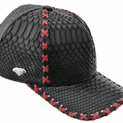 Guadalajara Western Wear White Diamond Pyhton Completa Exotic Cap - Negro