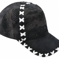 Guadalajara Western Wear White Diamond Pyhton Completa Tejida Exotic Cap - Negro Accessories