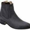 Guadalajara Western Wear White Diamond Piel Napa Botin Charro - Black