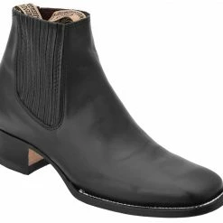 Guadalajara Western Wear White Diamond Piel Napa Botin Rodeo Charro Square Toe - Black