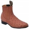 Guadalajara Western Wear Men White Diamond Avestruz Botin Charro - Cognac
