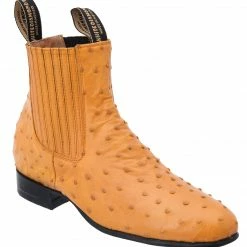Guadalajara Western Wear White Diamond Avestruz Botin Charro - Mantequilla