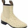 Guadalajara Western Wear White Diamond Avestruz Botin Charro - Hueso