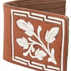 Guadalajara Western Wear White Diamond Piteada Leather Wallet - Natural Accessories