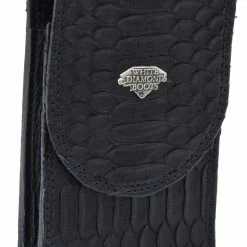 Guadalajara Western Wear White Diamond Funda Python Leather Cell Phone Case - Negro