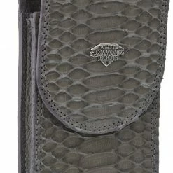Guadalajara Western Wear White Diamond Funda Python Leather Cell Phone Case - Gris Accessories