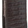 Guadalajara Western Wear White Diamond Funda Cocodrilo Leather Cell Phone Case - Brown