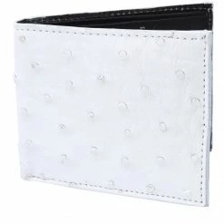 Guadalajara Western Wear Accessories White Diamond Avestruz Leather Wallet - Blanco