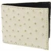 Guadalajara Western Wear White Diamond Avestruz Leather Wallet - Hueso