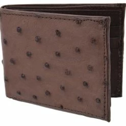 Guadalajara Western Wear White Diamond Avestruz Leather Wallet - Cafe Accessories