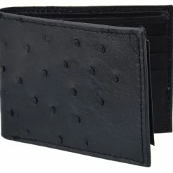 Guadalajara Western Wear Accessories White Diamond Avestruz Leather Wallet - Negro
