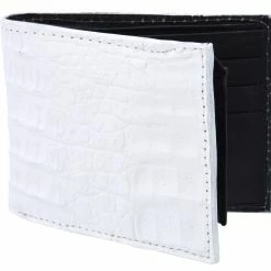 Guadalajara Western Wear Accessories White Diamond Cocodrilo Leather Wallet - Blanco