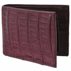 Guadalajara Western Wear Accessories White Diamond Cocodrilo Leather Wallet - Vino