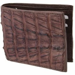 Guadalajara Western Wear Accessories White Diamond Cocodrilo Leather Wallet - Cafe