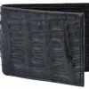 Guadalajara Western Wear White Diamond Cocodrilo Leather Wallet - Negro