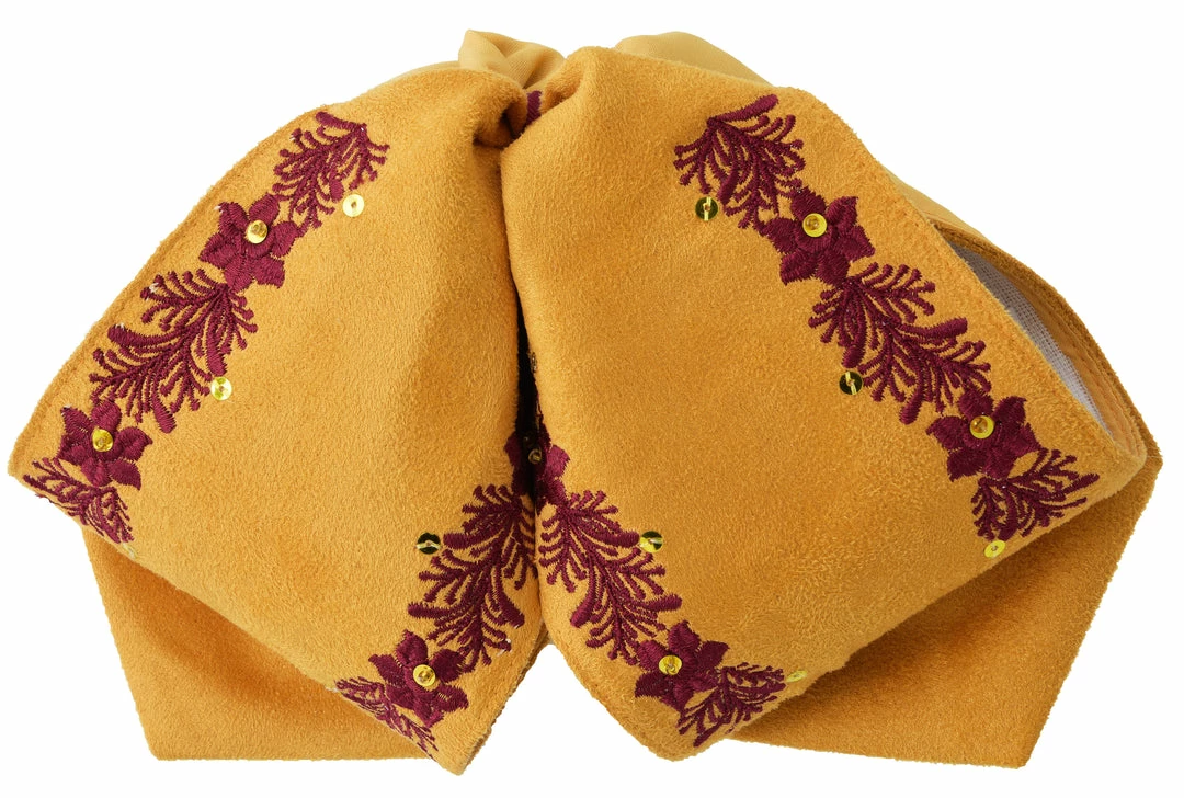 Guadalajara Western Wear Accessories Moño Charro - Amarillo / Vino 3 Guadalajara Western Wear Accessories Moño Charro - Amarillo / Vino