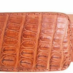 Guadalajara Western Wear White Diamond Caiman Leather Belt - Cognac