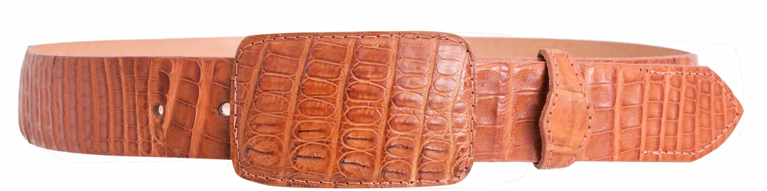 Guadalajara Western Wear White Diamond Caiman Leather Belt - Cognac 3 Guadalajara Western Wear White Diamond Caiman Leather Belt - Cognac