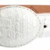 Guadalajara Western Wear White Diamond Cocodrilo Glaseasdo Leather Belt - Blanco 1 Guadalajara Western Wear White Diamond Cocodrilo Glaseasdo Leather Belt - Blanco