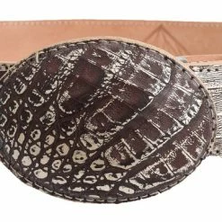 Guadalajara Western Wear White Diamond Cocodrilo Glaseasdo Leather Belt - Cafe Rustico Men