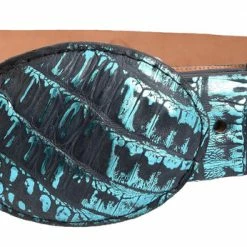 Guadalajara Western Wear White Diamond Cocodrilo Glaseasdo Leather Belt - Azul Men