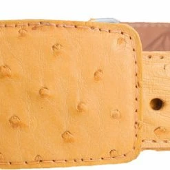 Guadalajara Western Wear White Diamond Avestruz Leather Belt - Mantequilla