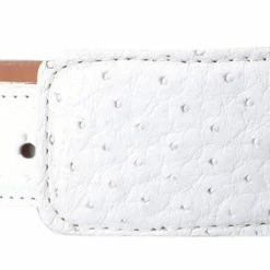 Guadalajara Western Wear White Diamond Avestruz Leather Belt - Blanco
