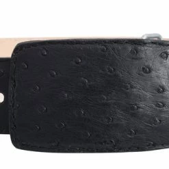 Guadalajara Western Wear White Diamond Avestruz Leather Belt - Negro