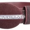 Guadalajara Western Wear Men White Diamond Mantarraya Leather Belt - Vino