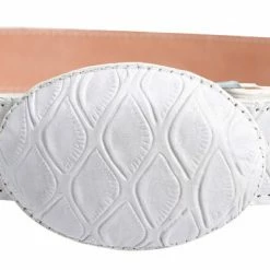 Guadalajara Western Wear White Diamond Oso Imitation Leather Belt - Blanco