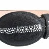 Guadalajara Western Wear White Diamond Stingray Imitation Leather Belt - Negro