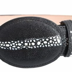 Guadalajara Western Wear White Diamond Stingray Imitation Leather Belt - Negro
