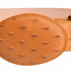 Guadalajara Western Wear White Diamond Avestruz Imitation Leather Belt - Mantequilla