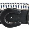 Guadalajara Western Wear Men White Diamond Soga Escalera Leather Belt - Negro / Azul