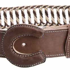 Guadalajara Western Wear White Diamond Soga Escalera Cruzada Leather Belt - Brown Men