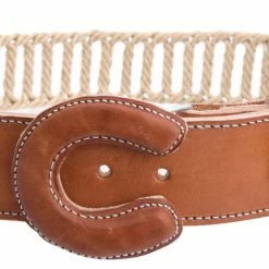 Guadalajara Western Wear White Diamond Soga Escalera Leather Belt - Natural Men