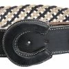 Guadalajara Western Wear Men White Diamond Escalera Cruzada Leather Belt - Negro