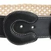 Guadalajara Western Wear White Diamond Soga Escalera Leather Belt - Negro