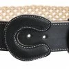 Guadalajara Western Wear White Diamond Soga Escalera Leather Belt - Negro
